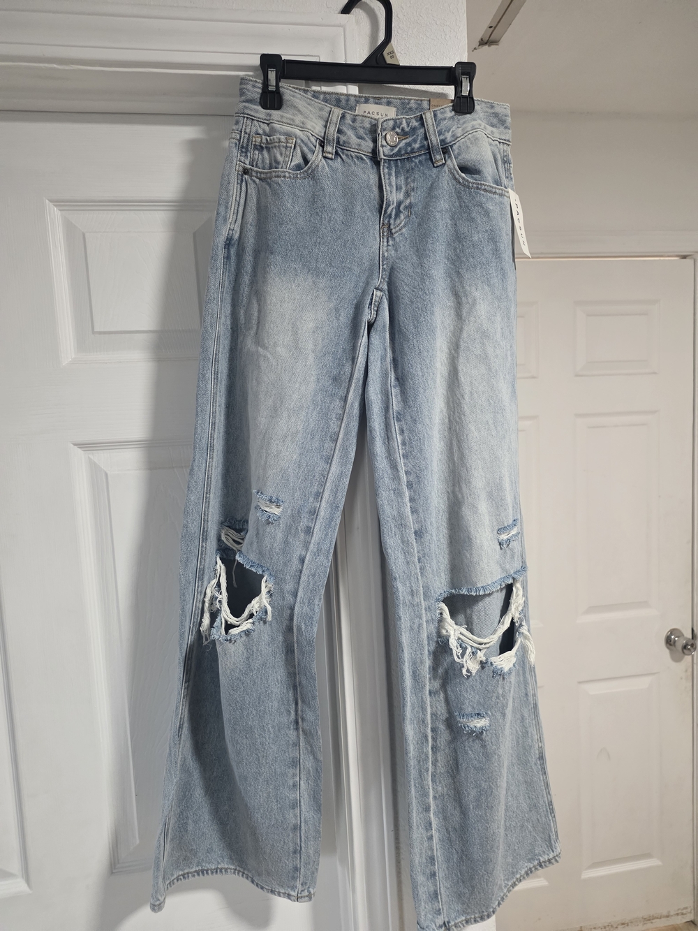 PacSun Light Blue Distressed Wide-Leg Jeans